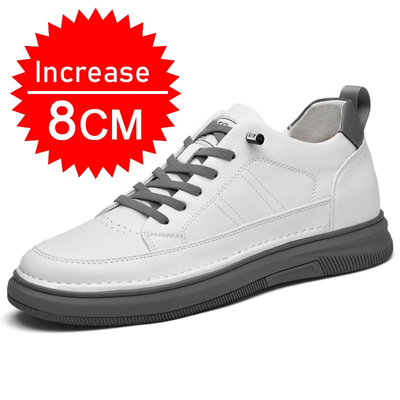 Casual Men Elevator Shoes Height Increase Shoes for Men Height Increase White Shoes Black Shoes 6/8CM Tall Shoes Lift Sneakers