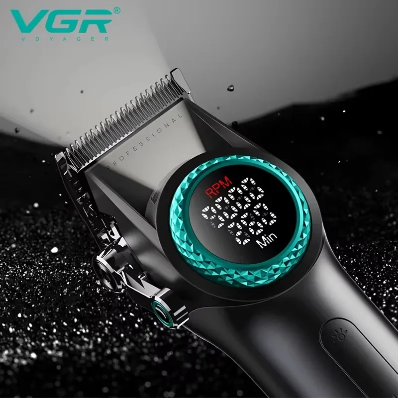 VGR Aparador de pelos 9000 RPM Aparador de pelos Sem fio Profissional máquina cortar cabelo profissional máquina de cortar cabelo Recarregável 21 marchas Velocidade Ajustável Aparador de pelos para homens V-001