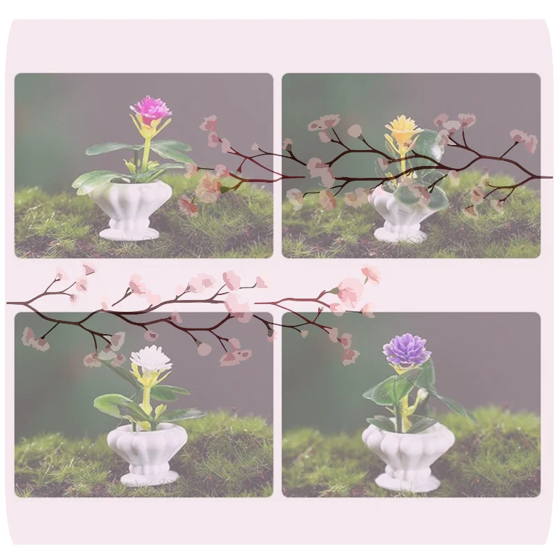 

4 шт., миниатюрные модели растений бонсай для кукольного домика, реалистичные горшечные растения для украшения, реквизит для микроландшафта, для мини-домика