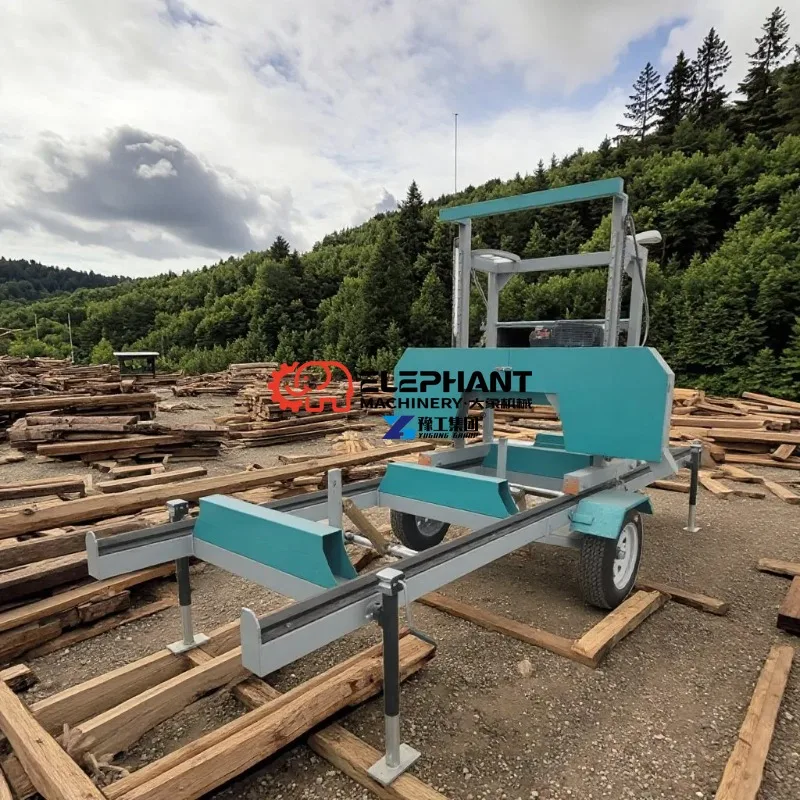 Portable Horizontal Bandsaw Mill Mobile Timber Log Cutting Sawmill Forestry Machine Wood Processing Saw Equipment