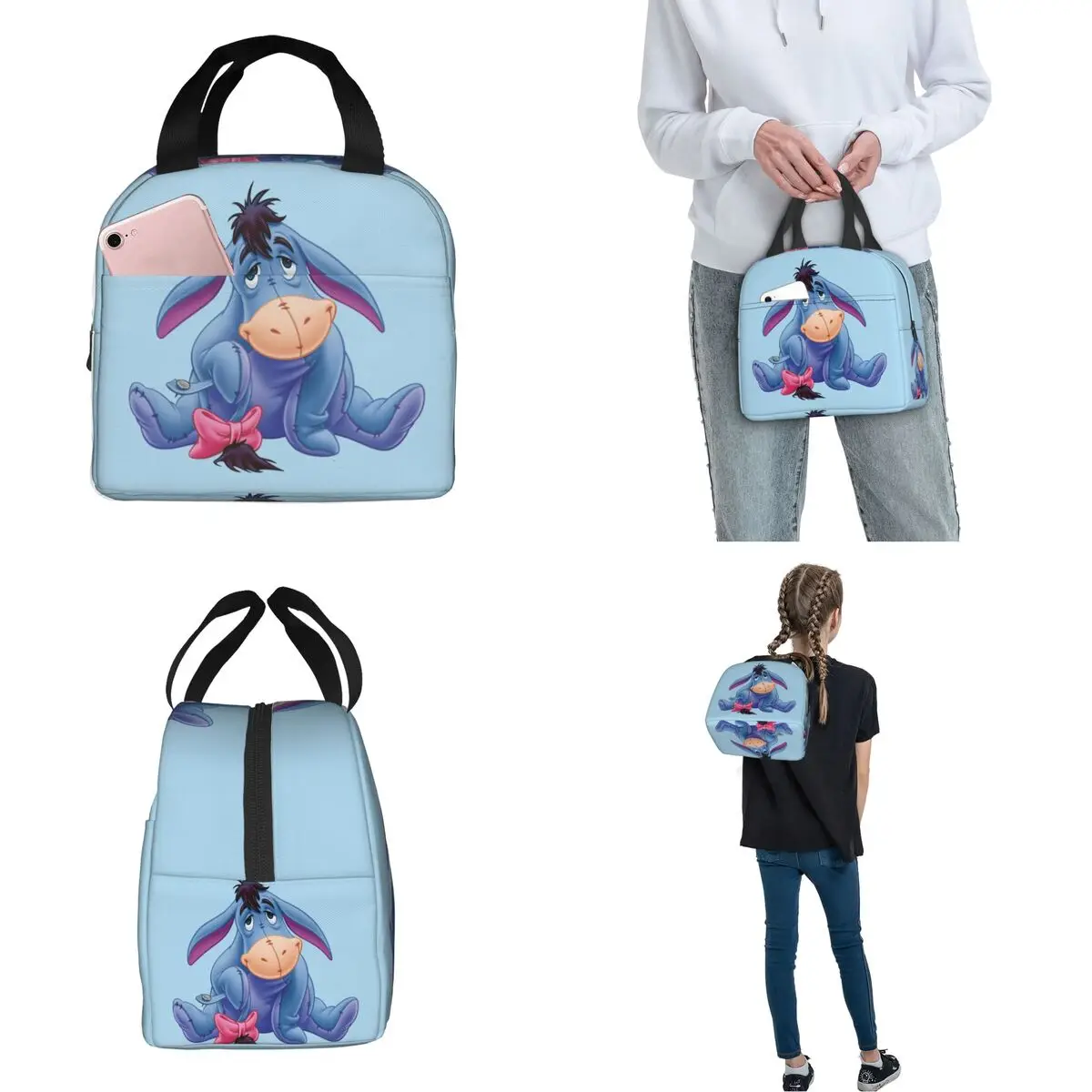 Winnie The Pooh Eeyore Smile borsa da pranzo isolata contenitore per pasti ad alta capacità borsa termica Lunch Box Tote Work Outdoor uomo donna