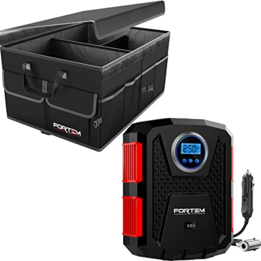 

Органайзер для багажника автомобиля, черный стандарт + портативный насос для накачивания шин