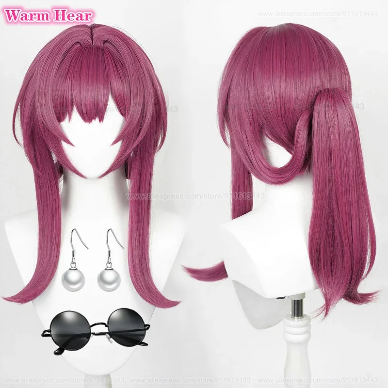 Kafka Peruca Cosplay com Boné Rosa Roxa, Resistente ao Calor, Perucas Sintéticas Anime, Jogo de Alta Qualidade, 43cm
