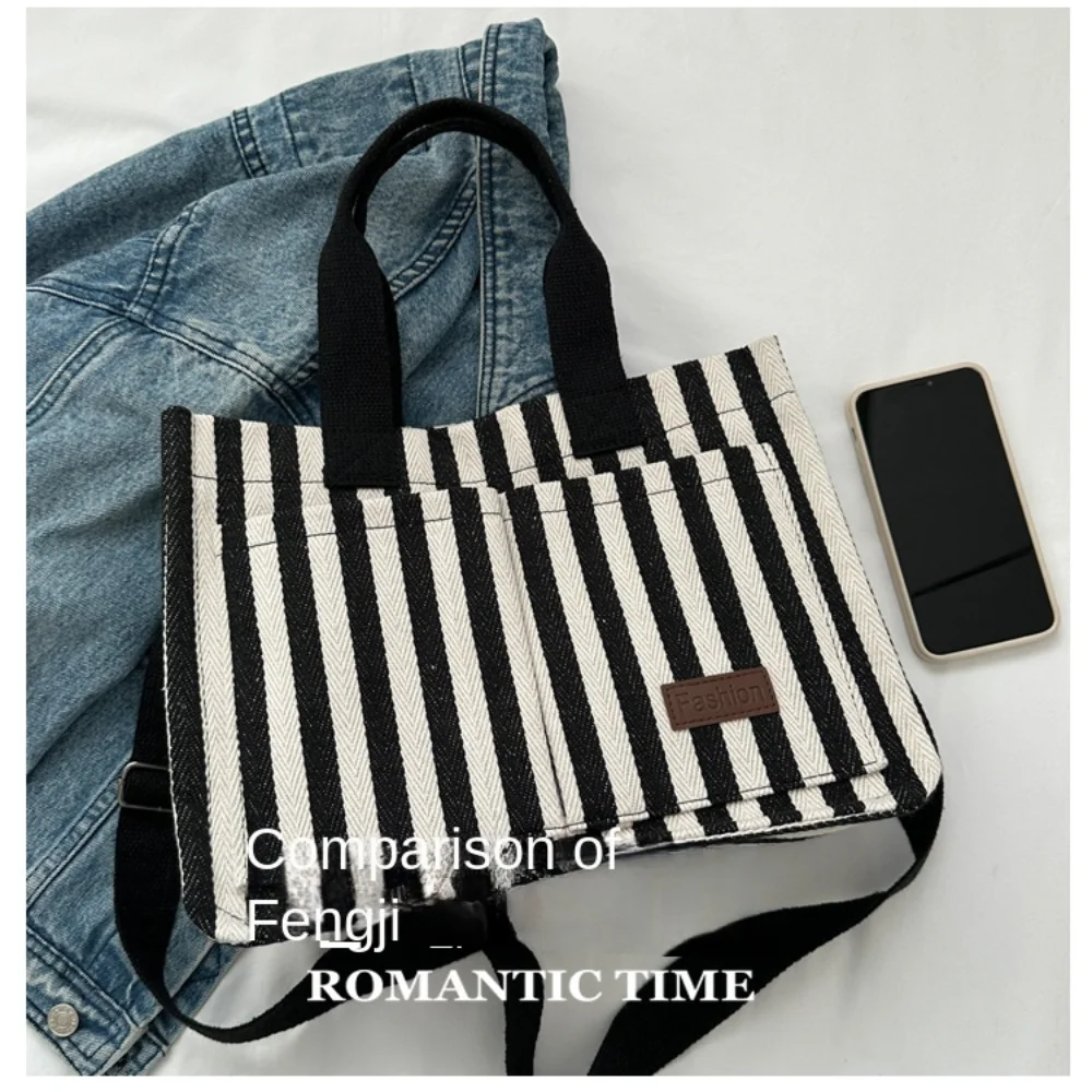 Trendy Letter Printing Canvas Bag Handbag Large Capacity Tote Bag Shoulder Bag Casual Commuting Bag Handbag Travel Beach Bag