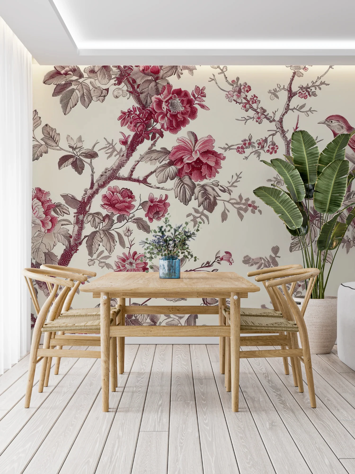 Custom Vintage Red Floral Bird Mural Chinoiserie Peony Branch Wallpaper Any Size for Living Room Classic Home Decor wallpaper