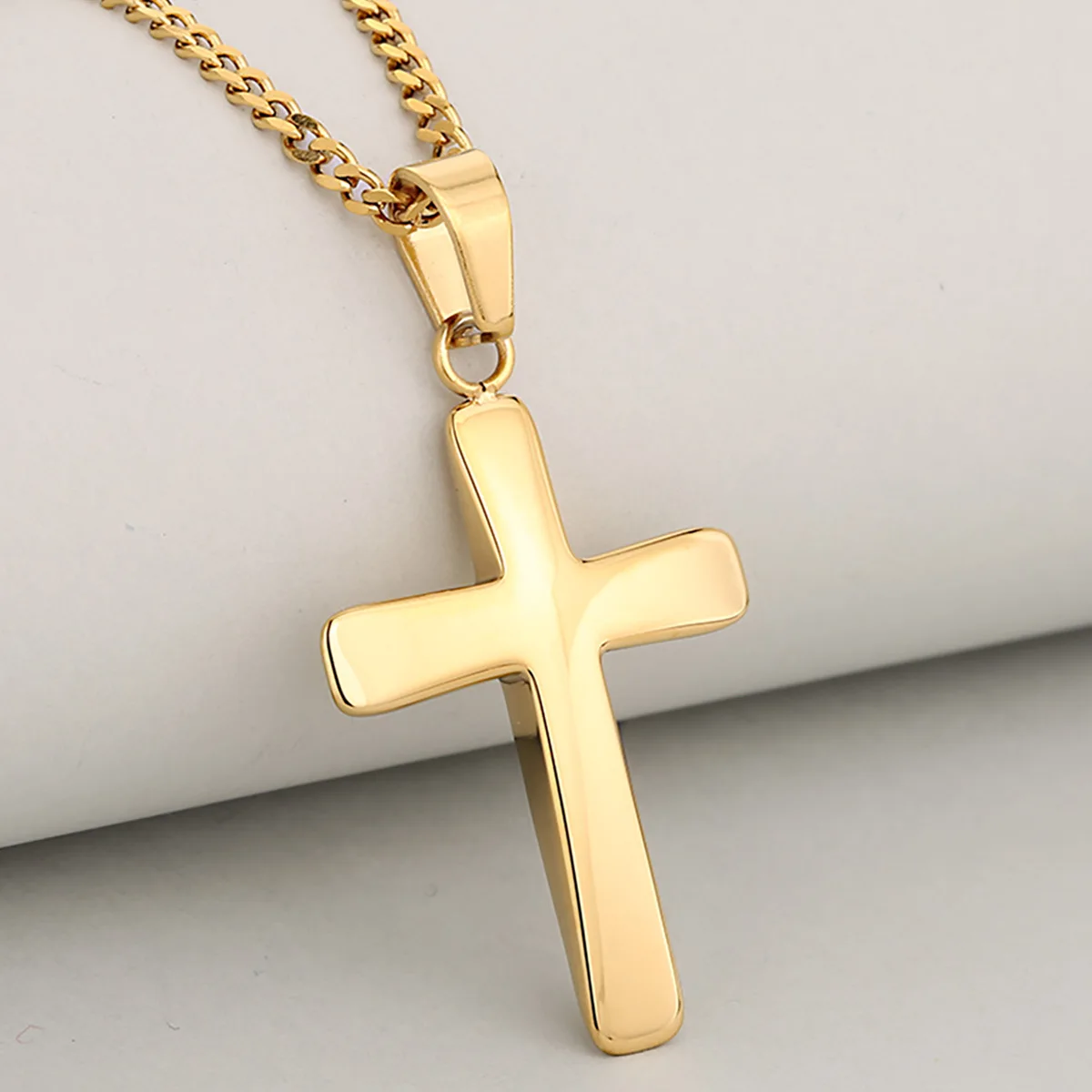 couple-style-polished-fashion-all-match-faith-stainless-steel-no-fade-cross-pendant-necklace-for-women-and-menall-match-jewelry