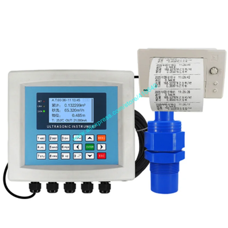 Trumsense With Small Printer 2m 4 To 20ma Rs485 Ultrasound Open Canal Flowmeter AC220v DC 11-24v Direct Factory Supplying