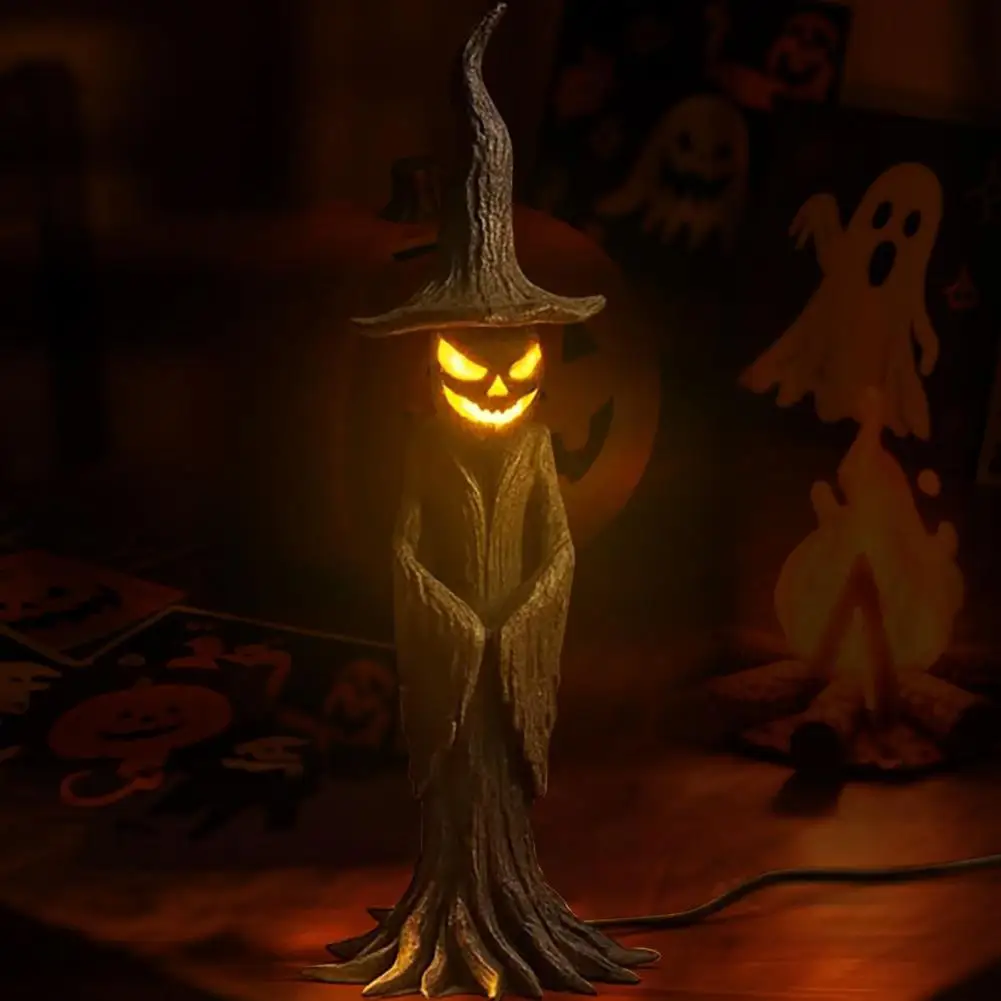 جو مخيف ديكور تحت عنوان تمثال ساحرة ساحرة اليدوية الراتنج الساحرة تمثال مصباح مع Led ضوء الليل لديكور الهالوين #1