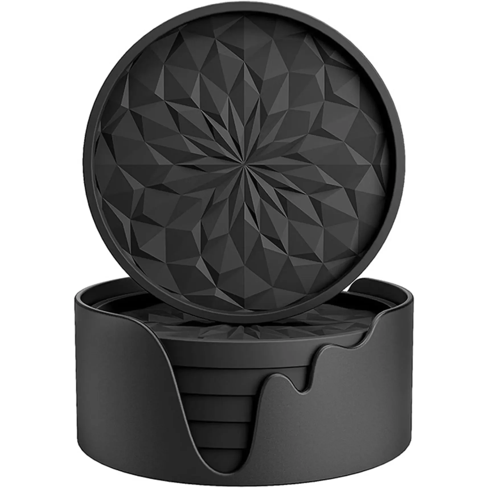 6 peças de porta-copos, conjunto de porta-copos de canecas redondas, porta-copos de carro, porta-copos de silicone para bebidas, almofadas de café, tapete de bar de cerveja preto