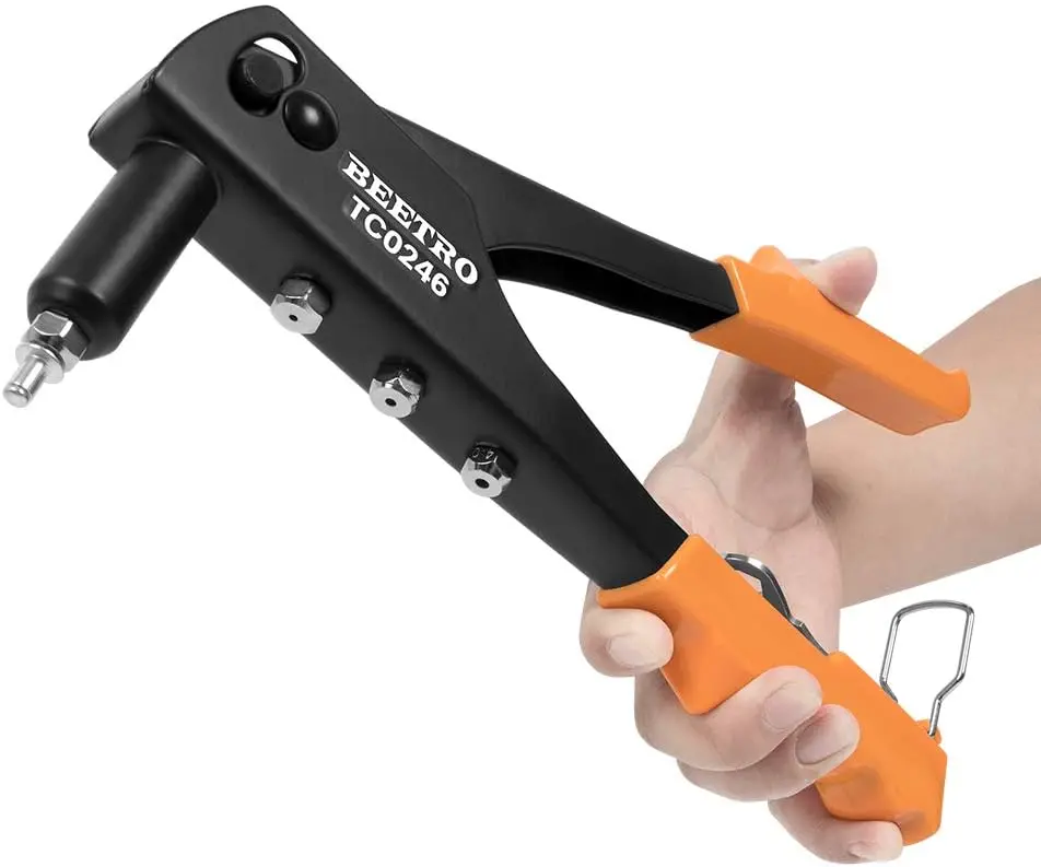 برشام يدوي عالي التحمل مع 4 قطع أنف و100 قطعة مسامير، للمعادن والبلاستيك والجلود