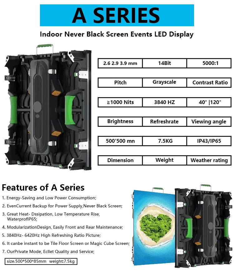 Easy Maintenance 4K 8K LED Screen Display OEM ODM  CE FCC ROHS IP65 P3.9 500*500mm LED Display Screen LED Video Wall