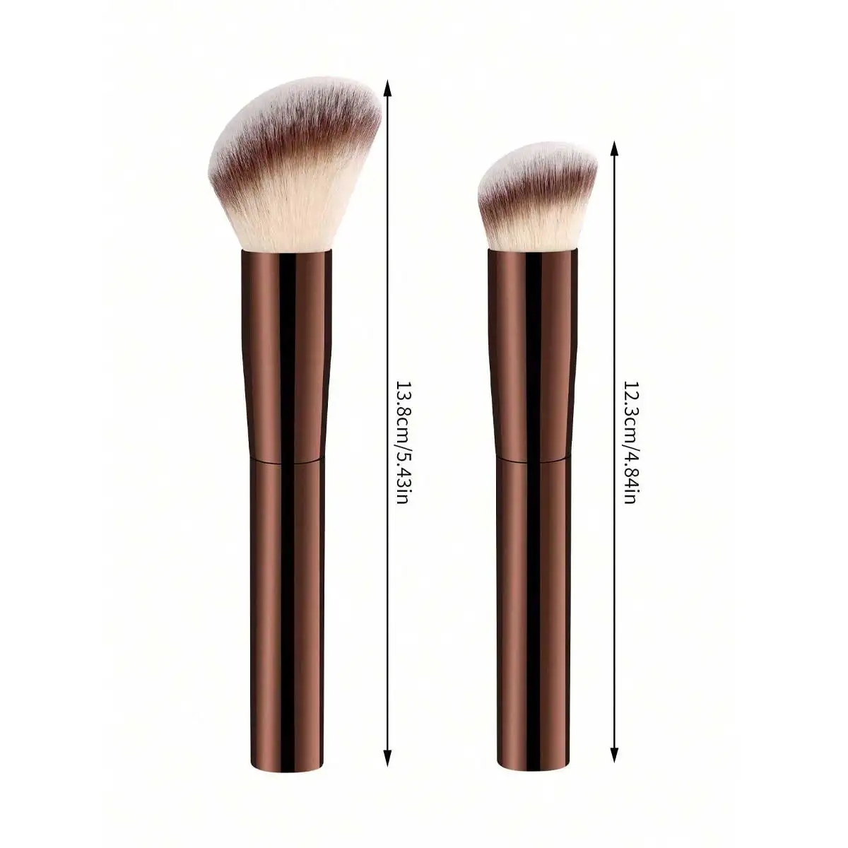 2pcs 전문 페이셜 브러쉬 세트, 파운데이션 브러쉬, 컨실러 브러쉬, 휴대하기 쉬운 부드러운 섬유가있는 메이크업 도구, Tra 용 브러쉬