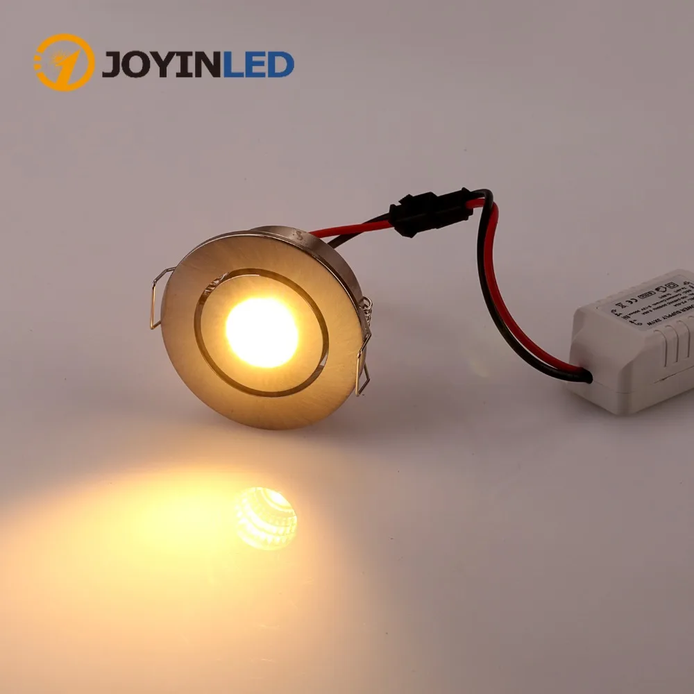 3W COB Small Recessed LED Downlights Mini Adjustable Direction Cabinet LED Lighting Fixtures Hole Size 40-45mm