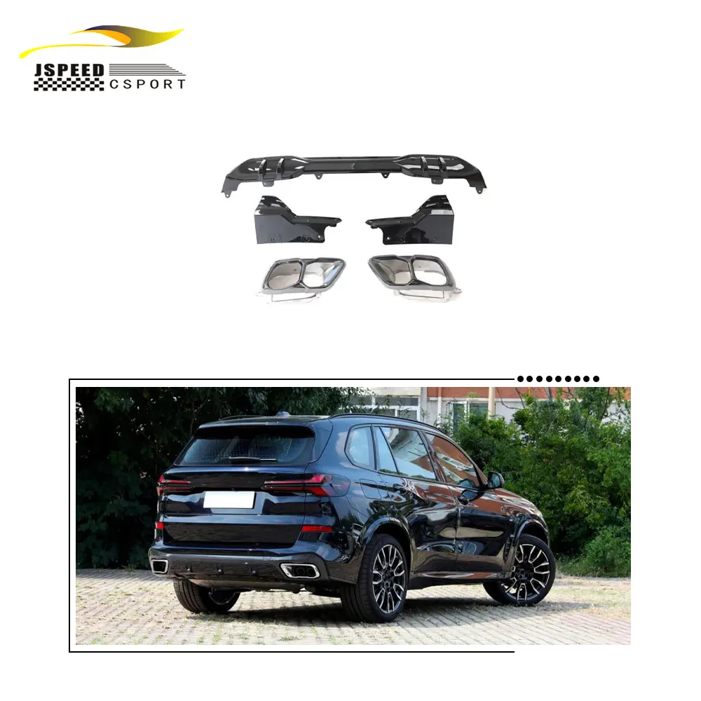 

Suitable for BMW X5 G05 M Sport LCI 24-25M style glossy paint rear diffuser with exhaust tip