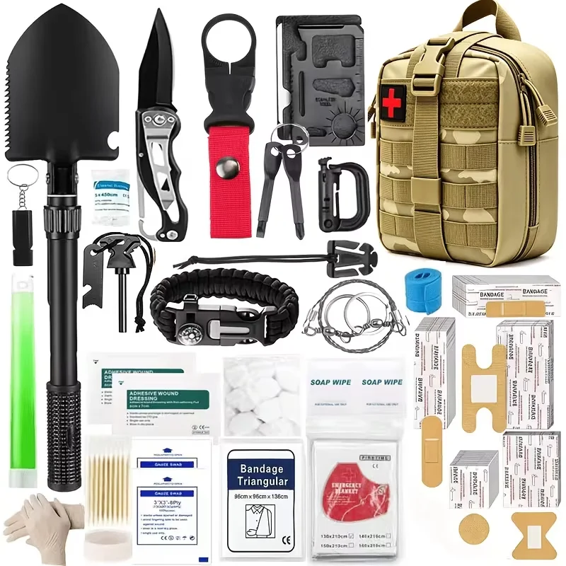 258-Piece Emergency Survival Kit Portable Travel First Aid Kit Car Camping Gear Tactical Hiking EVA Bag Office Boat Accident Pack