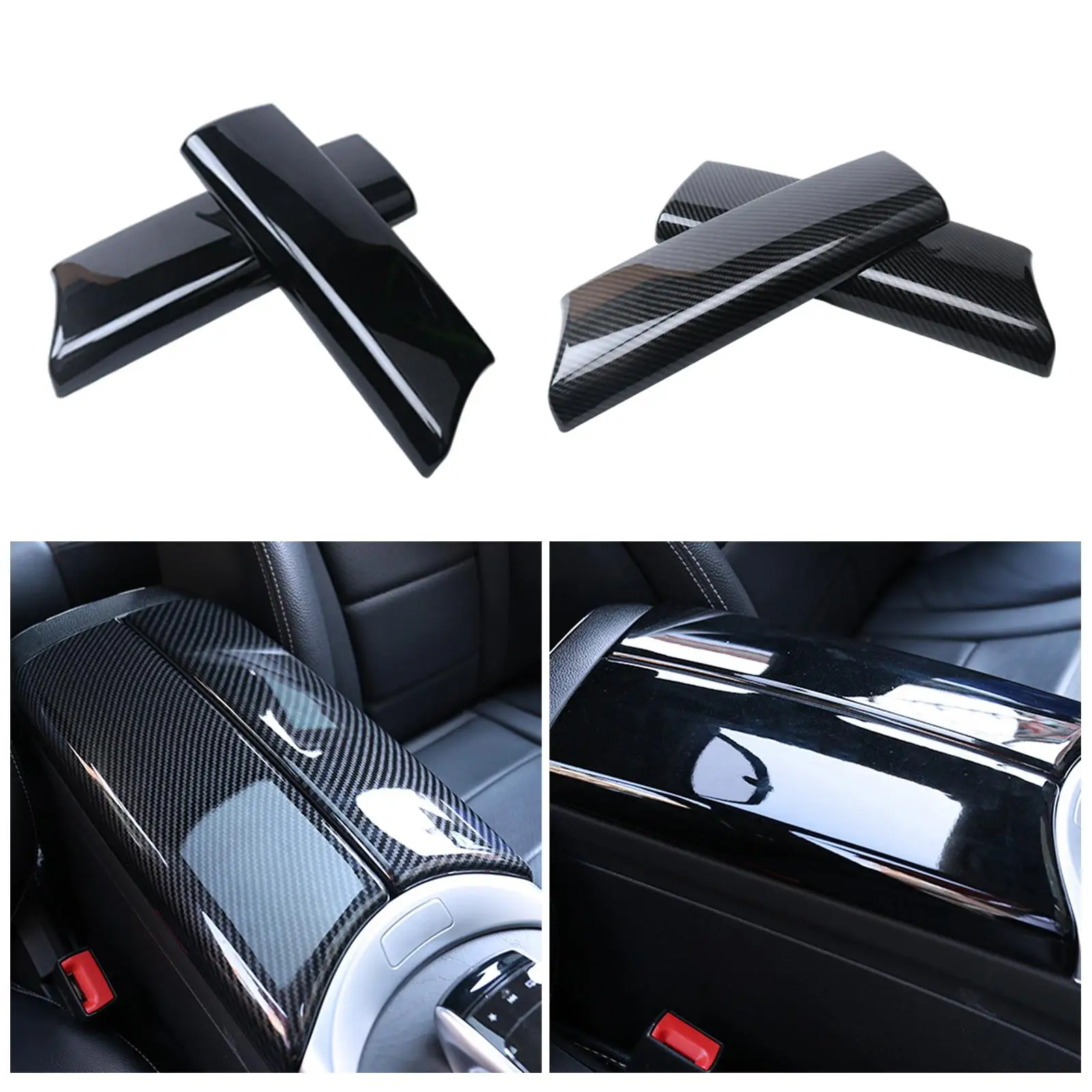 Center Armrest Strip Cover, Storage Box Interior ABS Casing, for Mercedes C GLC Class 2015-2021, Decoration Stickers