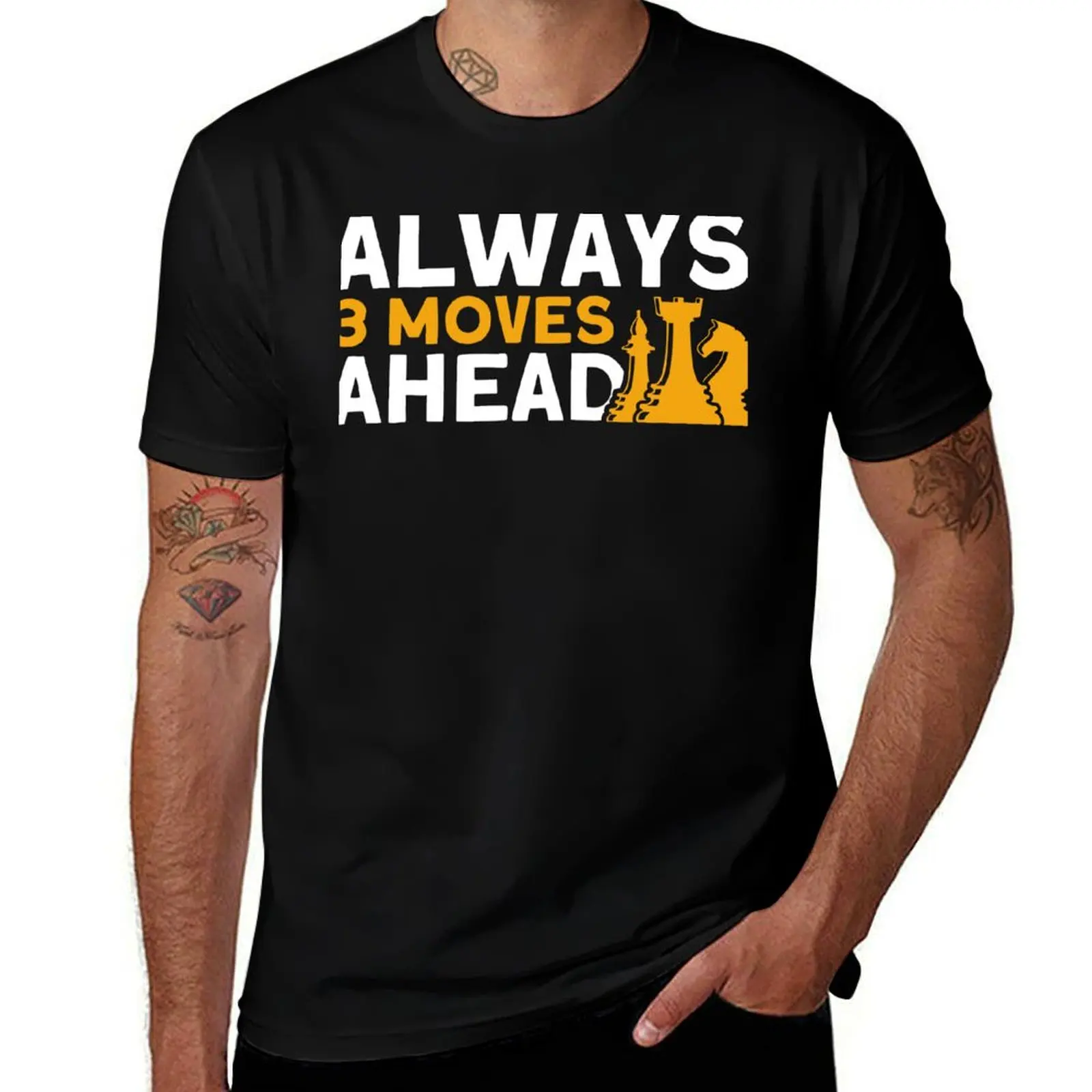 Altijd 3 beweegt Ahead Schaakspeler T-Shirt mannen t-shirt katoen 100% t-shirts met prints t-shirt voor man T-Shirt
