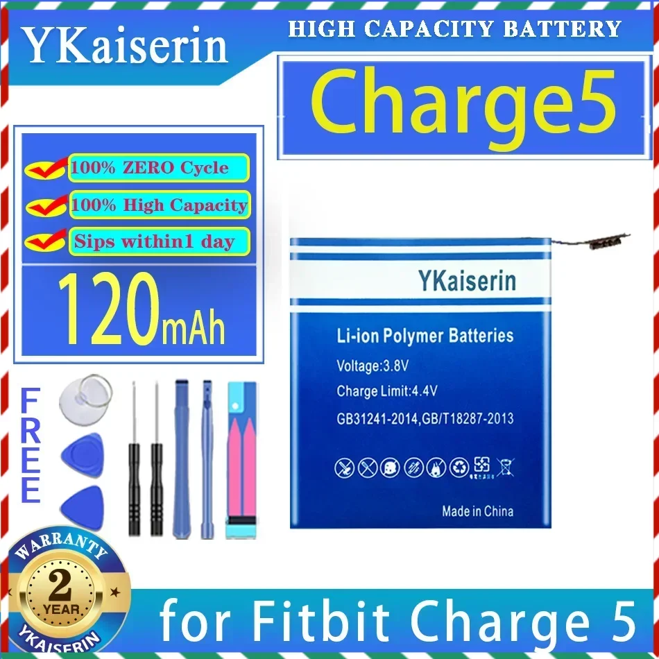 YKaiserin 120mAh Replacement Battery for Fitbit Charge 5 charge5 Smart Sport Watch