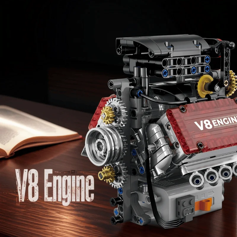 

Моторизованный конструктор V8: 478 деталей, имитация двигателя, механический электрический привод, модель автомобиля для сборки, подарок для взрослых