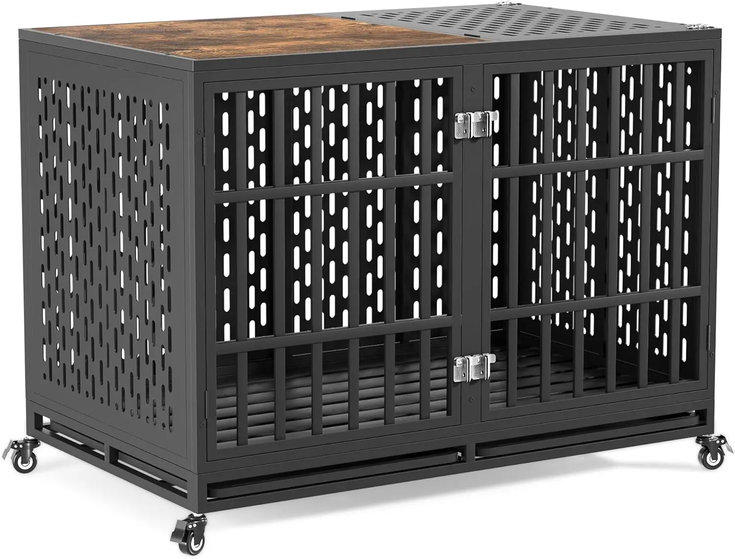 48inch Heavy Duty Dog Crate Compatible with Optional Divider, Extra Large Kennel for High Anxiety Dogs, Indestructible Pet Cage