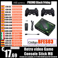 Retro Video Game Console Stick M8, 9 Games Emulators, 4K 20000 Retro Games,2.4G Wireless Controller With PS1，Christmas Gift