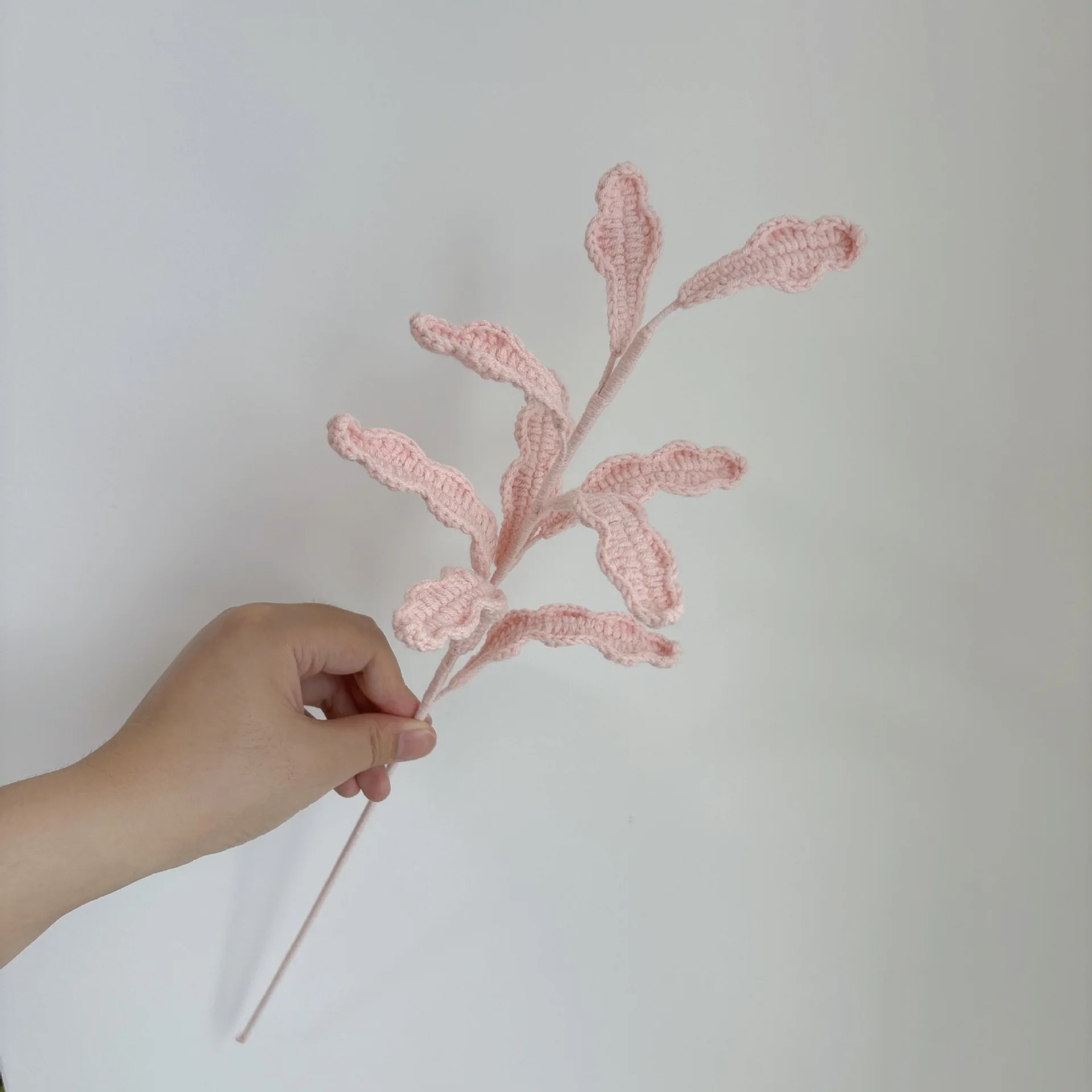 Kreativer Künstlicher Blumenstrauß aus Handgewebten Chrysanthemenblättern, Gehäkelte Blumen, Deko, Niedliche Gestrickte Blätter – Detail 3