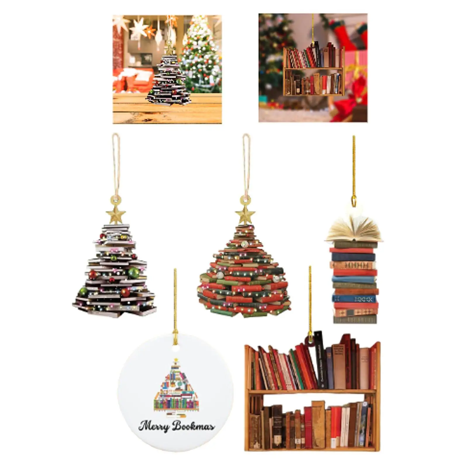 Christmas Tree Ornament for Book Lovers, Stack of Books Decoration for Home And Garden