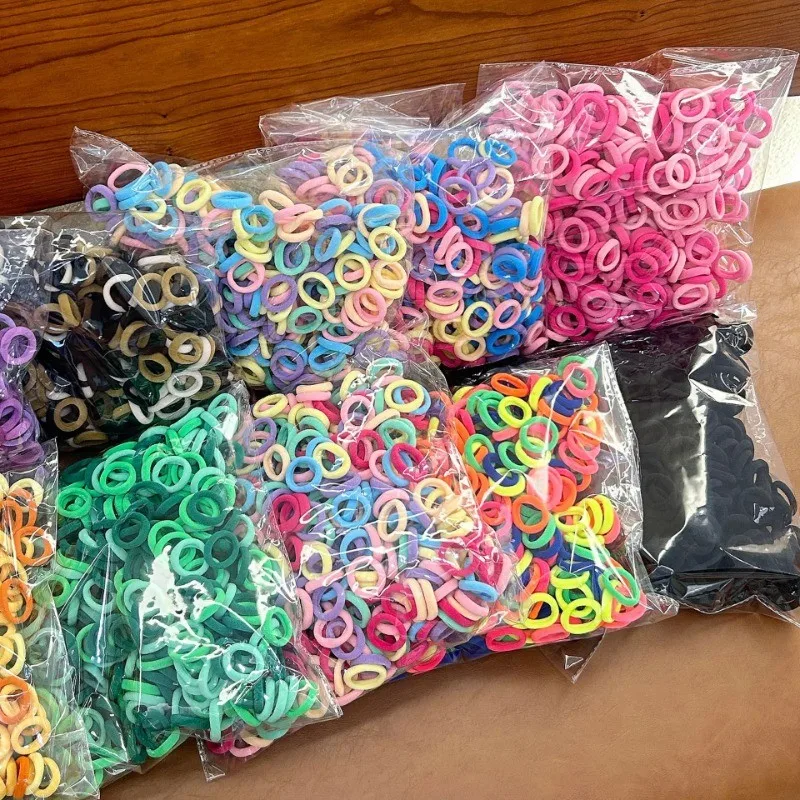 

500pcs/set Simple High Elastic Candy Color Hair Rope No Damage Hair Rope Fashion Girls High Ponytail Scr