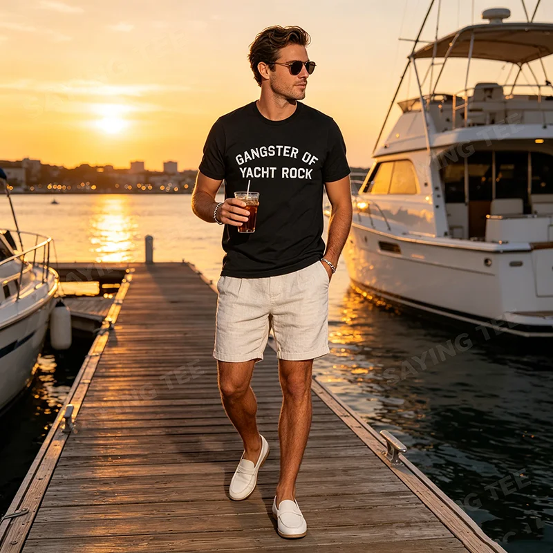 Gangster of Yacht Rock Grafik-T-Shirt Y2k Streetwear Personalisiertes Musik-Konzert-Slogan-T-Shirt Humor Yacht Rock Musik-Fans Kleidung – Detail 3