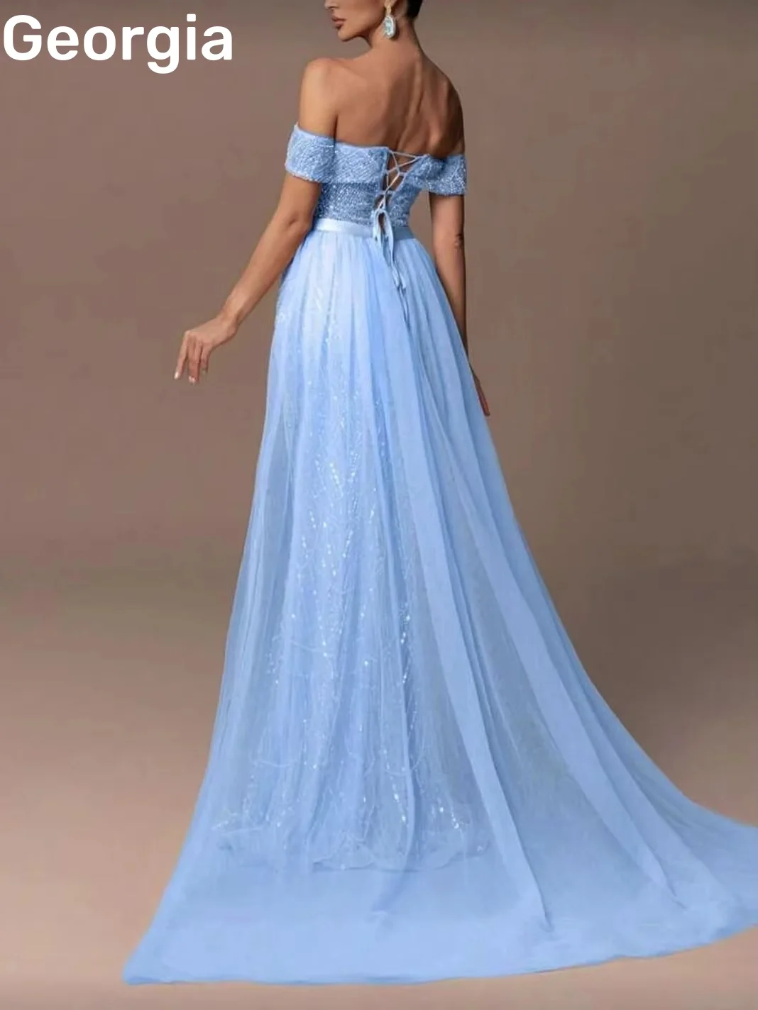 Abiti da ballo a trapezio personalizzati per abiti da sera lunghi fino al pavimento in pizzo con spalle scoperte Abito da cocktail senza maniche con cerniera