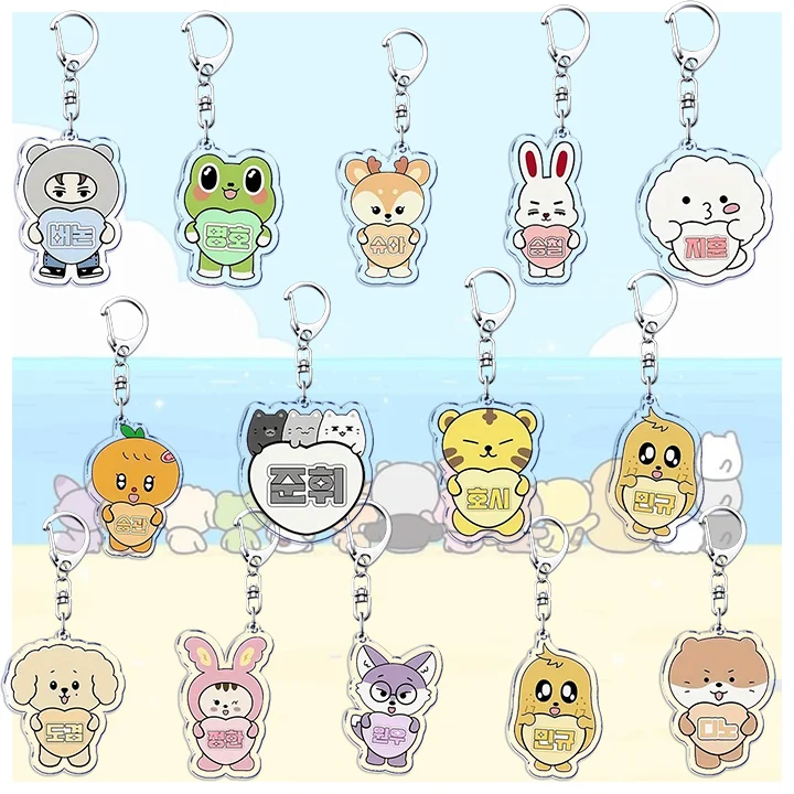 Fashion Kpop Cartoon Keyring for Accessories Bag Key Car Bike Door Key Chain Ring Jewelry Fans MINGYU THE8 SEUNGKWAN Funny Gifts