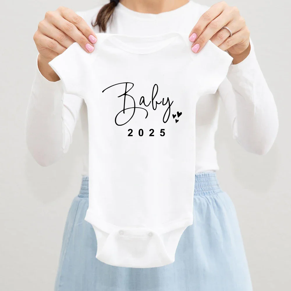 Baby Announcement Coming Soon 2025 Newborn Baby Romper Summer Boys Girls Bodysuit Body Pregnancy Reveal Clothes Infant Jumpsuit