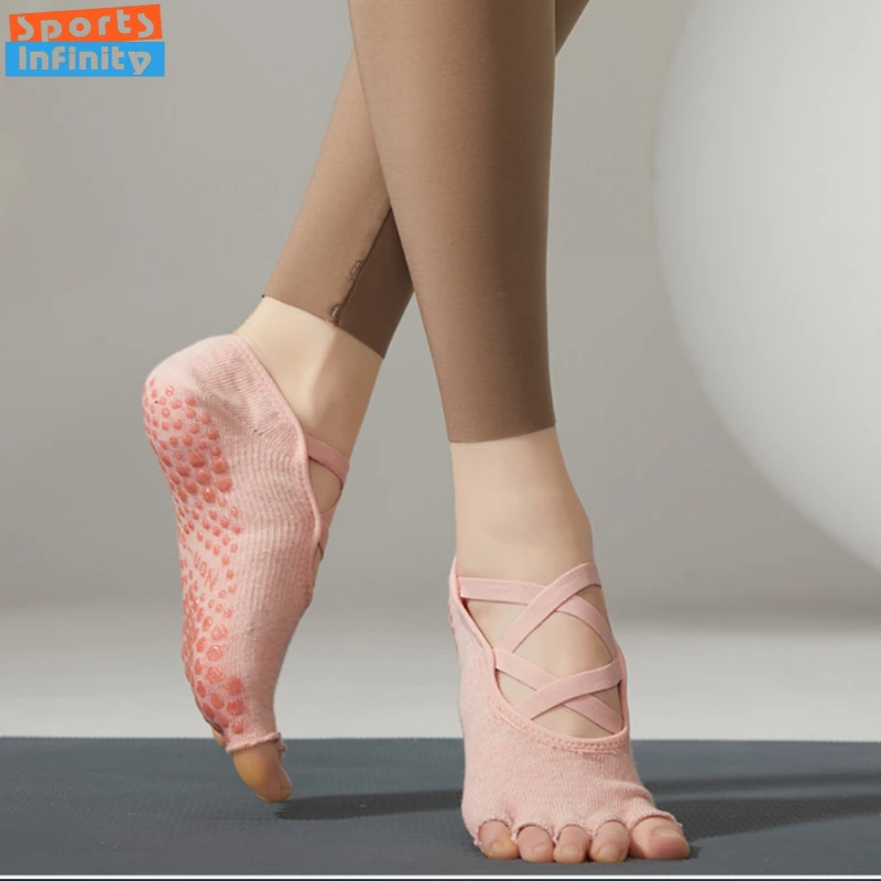 

Solid Color Cotton Backless Breathable Pilates Socks Toeless Yoga Socks Silicone Bottom Non-slip Dance Sports Ballet Dance Sock
