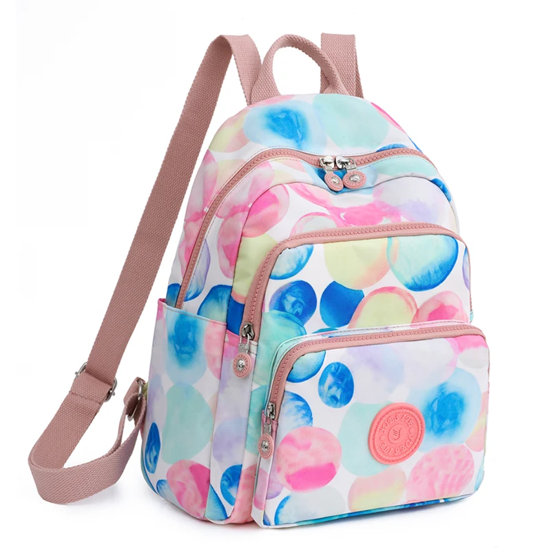 Fashion Women Backpack Girls Nylon School Bag Durable Female Knapsack Travel Ladies Daypack Printing Flower Rucksack