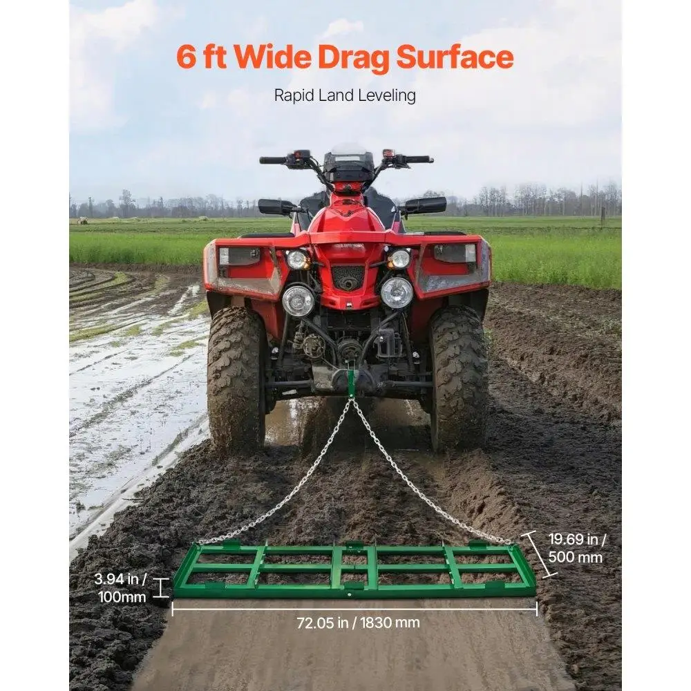 Robuste 6ft Drag Harrow Tow Behind Driveway Grader Rake für Rasen- und Gartenlandschaftsgestaltung