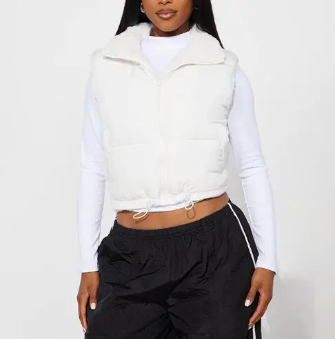 سترة نسائية للخريف والشتاء بياقة بسحاب من صوف الضأن مع جيب وسترة خصر ملابس دافئة #5