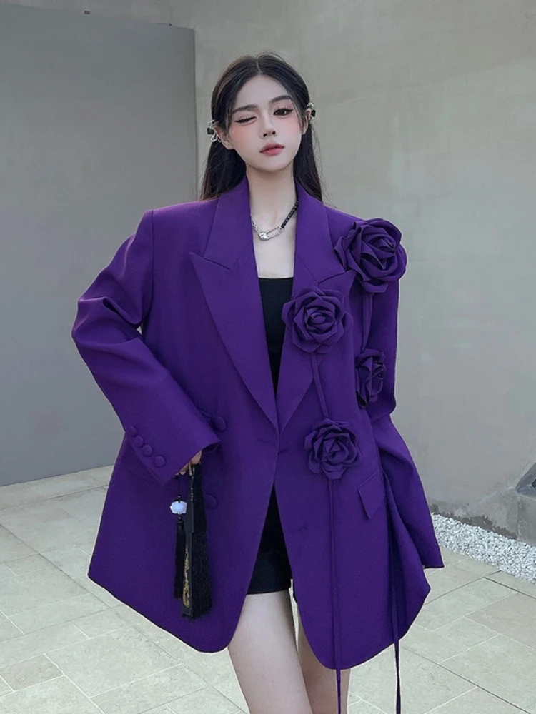 Missuoo 2026 سترة نسائية جديدة كبيرة الحجم على الموضة سترة ذات طية صدر السترة ثلاثية الأبعاد مزينة بالزهور ملابس خارجية عصرية أنيقة للنساء #5