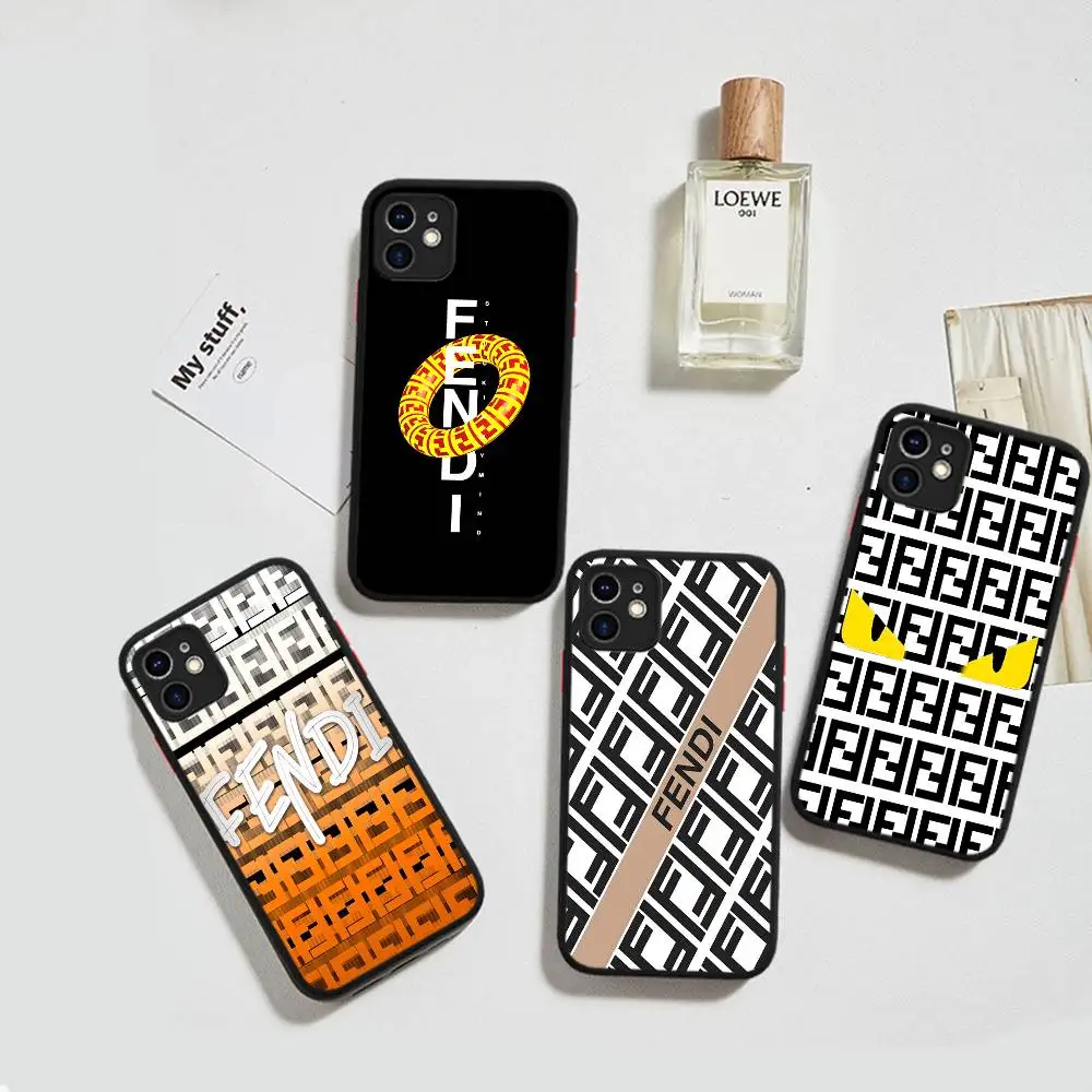 Funda de Teléfono Mate de Lujo con Logotipo F-fendi para iPhone 16 13 15 11 12 14 Pro Max 15 16 Plus X XS MAX
