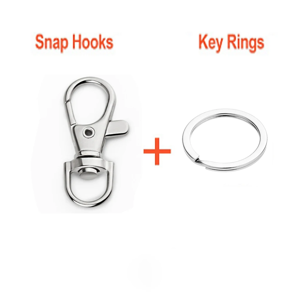 5/30PCS Swivel Clasps D Rings Alloy Metal Silver Lanyard Snap Hooks Clip Hook for Keychain Bag Key Rings Jewelry Making Crafting