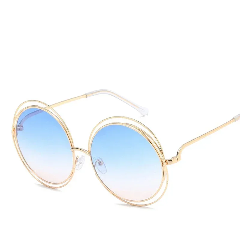 MUSELIFE Vintage Round Big Size Oversized lens Mirror Sunglasses Women Brand Designer Metal Frame Lady Sun Glasses Lady Cool
