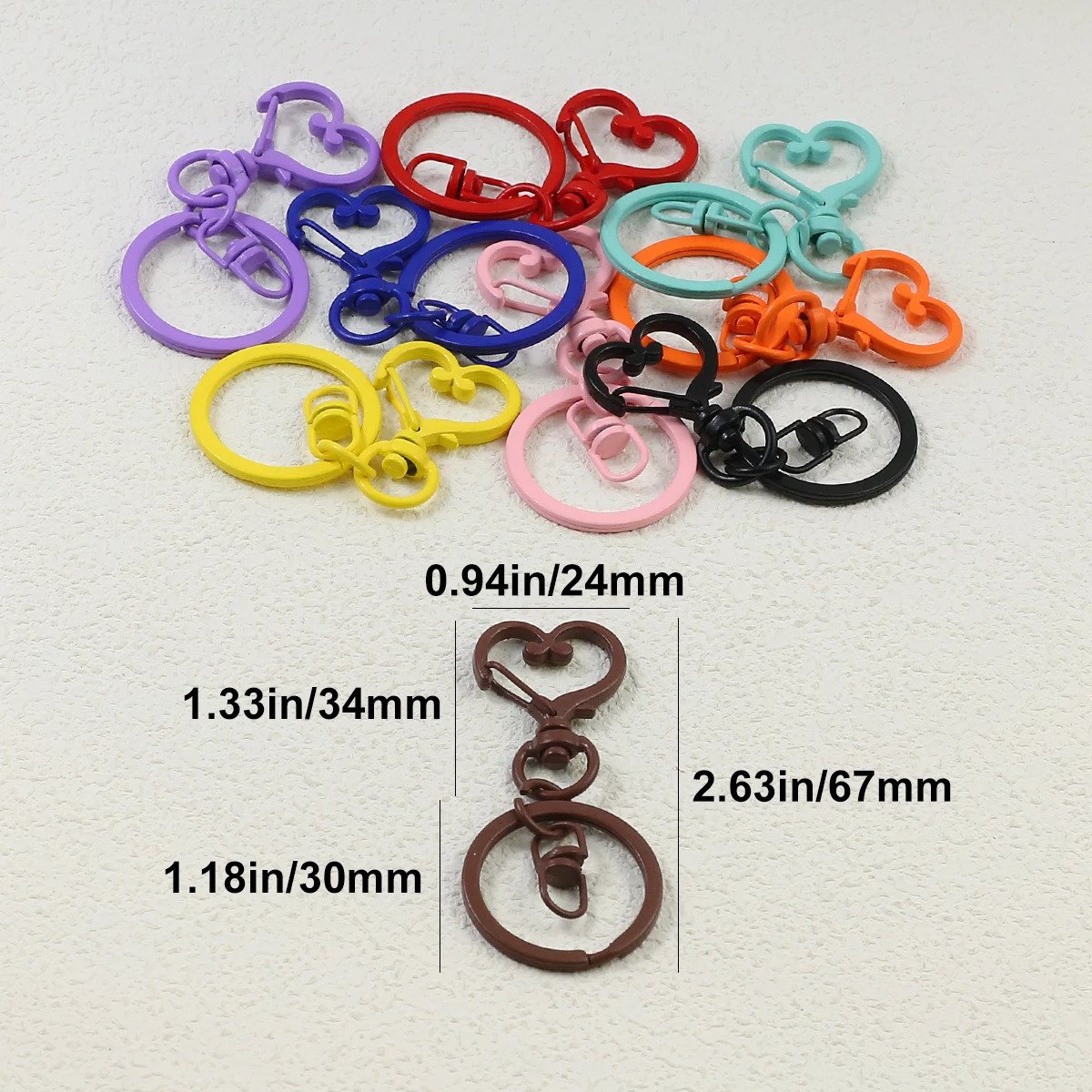 Zinc Alloy Painted Heart-Shaped 3-Piece Set Assorted Colors Handmade DIY Jewelry Making Kit Bags Keychains Link Accessories