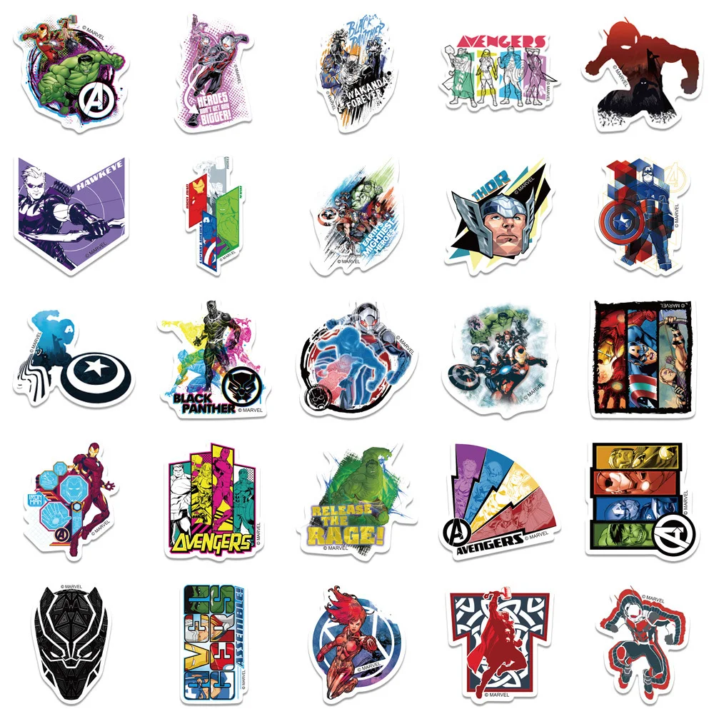 10/30/50PCS Disney Cartoon Marvel Superheroes Stickers DIY Laptop Luggage Skateboard Graffiti Decals Fun for Kid Toys