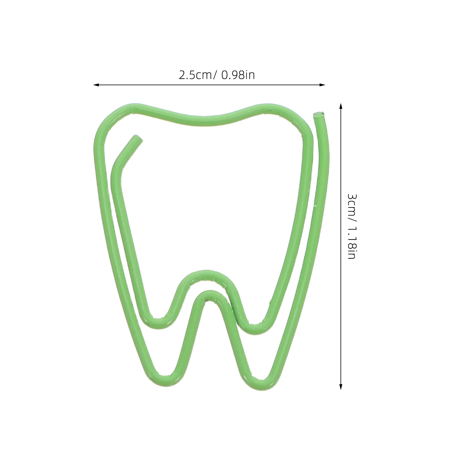 100Pcs Tooth Shaped Paper Clips Small Creative Clips Green for Document Sorting Office School Supplies Cute Decorative Paperclip
