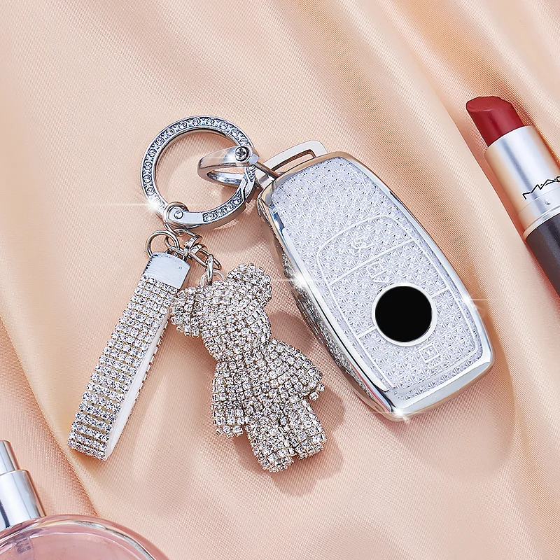 

White Diamond Pattern TPU Key Case for Mercedes Benz A C E S Class GLA GLC GLE GL GLS CLA CLS AMG W205 W213 W177 W222 Key Cover
