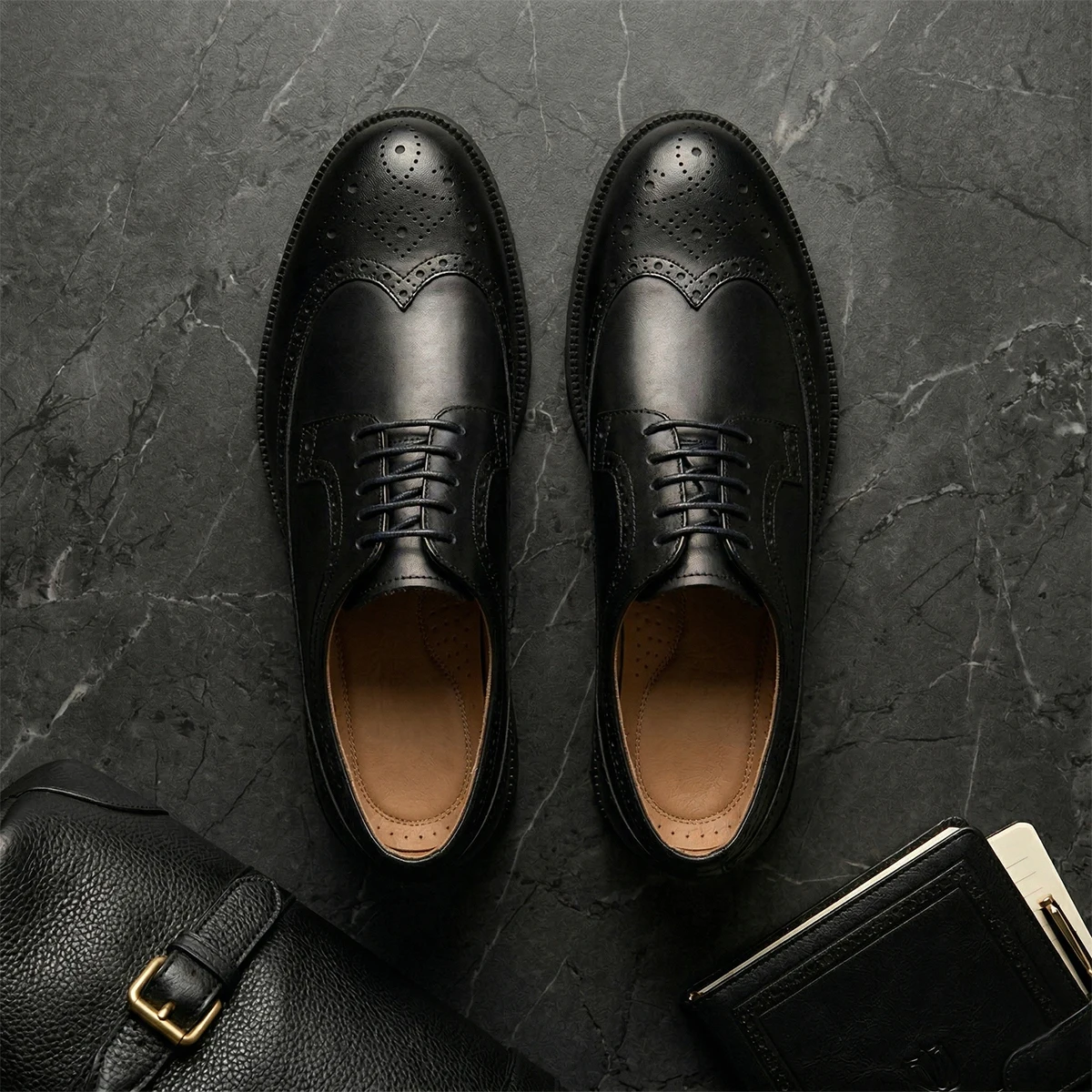 

Vintage Brogue Derby Shoes Full Grain Leather Business Party Dress Shoes for Men