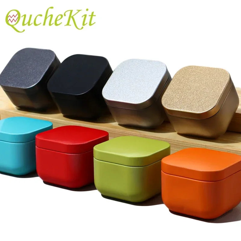 12Pcs 50ml Empty Square Candle Jars Candy Tea Storage Tins Box Travel Cosmetic Container Jewelry Tea Cans With Lid Organizer