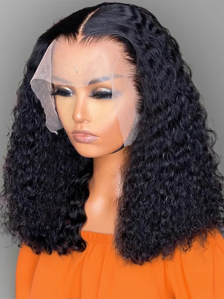 

Короткий парик-боб из натуральных волос, 4x4, 13x4, с глубокой волной, кружевной фронтальной частью, водные кудри, готовый к носке, 7x5, без клея, для женщин, 250%