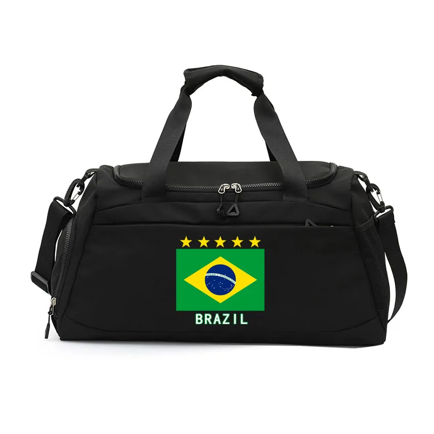 

Duffle Bags with Shoe Compartment Sports Fitness Basketball Bags for Women Men Yoga Bag Brazil Flag Printed Multifunction Bags