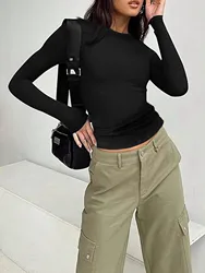 Women's Autumn Casual Solid Color Slim Fit Long Sleeve T-shirt