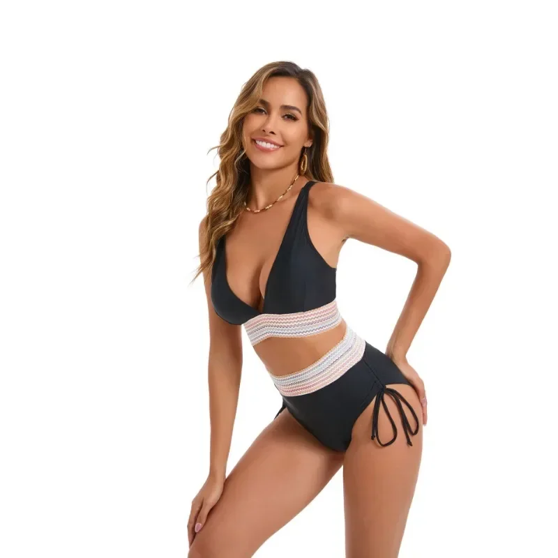 2025 جديد مثير الوردي البيكينيات قطعتين ملابس السباحة النساء ملابس الشاطئ لباس سباحة عالية الخصر ضمادة البرازيلي مجموعة البكيني